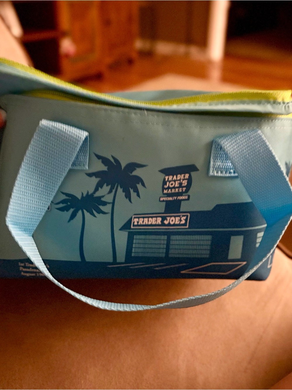 Trader Joe's Blue Insulated Lunch Tote - Tropical Design